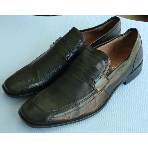 Tosi HANDMADE Black Leather Loafers Men Dress Shoe 9 Slip on Romania Square Toe main image 8